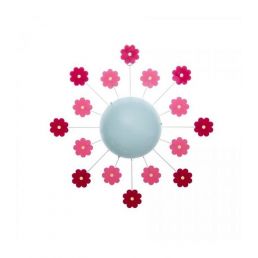 Pastelltürkiissinine keskosa roosade ja punaste lilledega lastetoa valgusti jaoks.