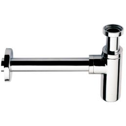 Chrome-plated brass sink trap, size 1¼ x 32 mm, minimalist design.