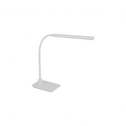 Vit Eglo LAROA bordlampa i modern design med böjd arm och LED-belysning.
