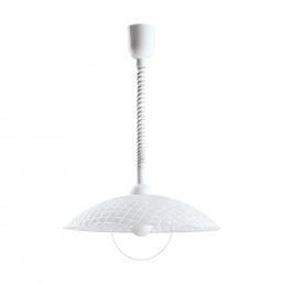 White pendant light Eglo Alvez with a spiral spring and an E27 socket, capable of up to 60W.