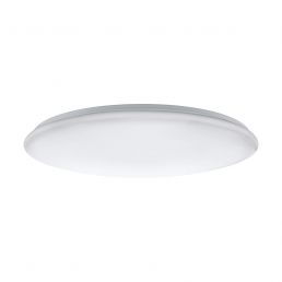Giron LED ceiling light, diameter 100 cm, round matte white glass dome with a silver rim.
