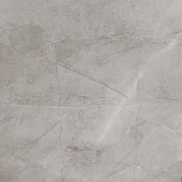 Gray ceramic wall tile with a multicolored marble pattern finish.