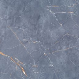 Bluish-gray ceramic tile with golden and white patterns.