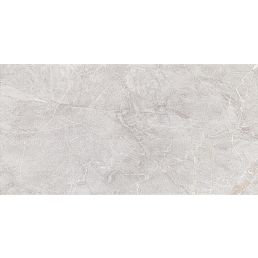 White ceramic wall tile Camilia with a gray pattern. Dimensions: 120 x 60 cm.