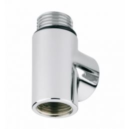 Chrome-plated T-piece for a combined towel dryer, 1/2 inch, glossy finish.