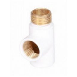White T-shaped connector socket ½' for a combined towel holder, with brass threading.