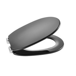 Tumehall, aeglaselt sulguv WC-poti kaas, mis on kinnitatud metallist osadega.