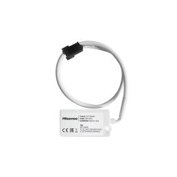 Valge värvusega Wi-Fi moodul musta värvi pistiku ja halli kaabliga. Komplektis on kaasas CE-sertifikaadiga infoetikett.