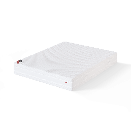 Valge vedrumadrats, mõeldud ühele inimesele, mille nurgas on punane kaubamärgi logo.