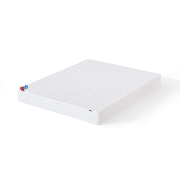 Valge värviga ortopeediline vedrumadrats, mille laius varieerub 80 kuni 180 cm, detailne tekstuur.