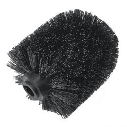 Black toilet brush head with dense bristles designed for effective cleaning.