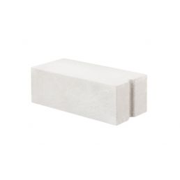 White rectangular lightweight block with straight edges and a smooth surface.