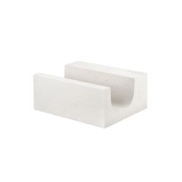 White rectangular aerated concrete block with a U-shaped groove in the center.