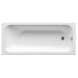 White rectangular acrylic bathtub measuring 1700x750 mm, with chrome drain and overflow openings at one end.