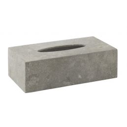Rectangular beige stone napkin holder featuring a medium-sized opening.