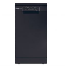 Svart fristående diskmaskin Candy modell CDPH2L1047B med digital kontrollpanel.