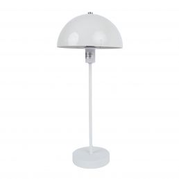 Vit bordslampa PORTOBELLO, höjd 49 cm, med en halvklotformad skärm och en rund bas.