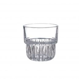 Clear glass tumbler, cylindrical in shape, with a 248 ml capacity, featuring a cut pattern on the lower part.