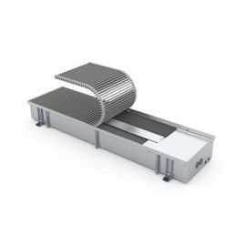 Grå metalltransportör med överbyggnad. Funktioner inkluderar ett slätt band och ett nätformat överdrag.