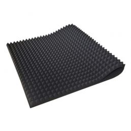 Fire-resistant black acoustic panel, Fomex Pyramid size 100x100 cm, featuring a pyramid pattern.