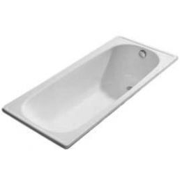 Vitt stålbadkar, mått 1300x700 mm, med ett avloppshål.
