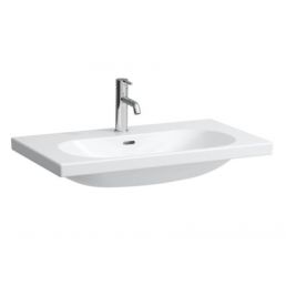 Lua-allas, koko 800x460 mm, valkoinen, moderni muotoilu, sisältää hanan.