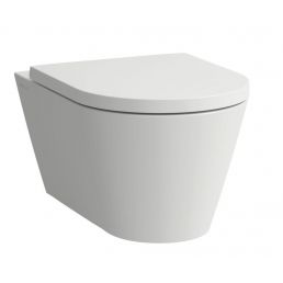 Vit väggmonterad toalett, mått 370x545 mm, modern design, utan spolkant.