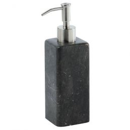 Dark grey marble Hammam liquid soap dispenser with a metal pump.