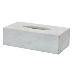 Rectangular white tissue box in a cool stone style for hammam.