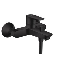 Matt musta värvi vannisegisti Talis E, minimalistlik disain, seinale kinnitatav, ühe kangiga juhtimine.