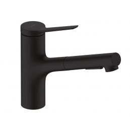 Matt must köögisegisti Zesis M33-150 2jet väljatõmmatava dušiga ja ühe kangiga.