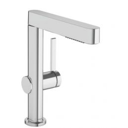 Kroomitud valamu segisti väljatõmmatava dušiotsikuga, kaasaegse disainiga ja ühe kangiga juhtimisega. Varustatud kahe joaga ja push-open-funktsiooniga.