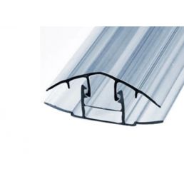Genomskinlig H-profil, avsedd för 16 mm tjock polykarbonat och designad för enkel klickmontering.