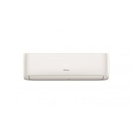 Valge Hisense Easy Smart/Perla konditsioneer, millel on minimalistlik disain ja siledad pinnad.