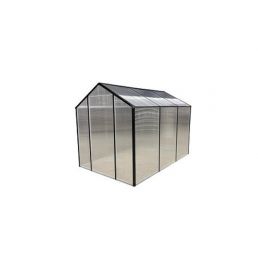 Växthus Levi PC, 8 mm polykarbonat, bredd 2 m, längd 3 m, silverfärgad metallram.