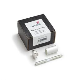 Cembrit Sauna Snap fästningssats i en svart låda inkluderar sex delar: metallskruvar och plastpluggar.