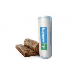 Knauf Unifit 037 soojusisolatsioonirull, pakendi mõõtmed 50 ja 100 mm, rohelise ja valge disainiga pakend.