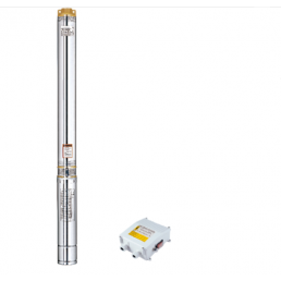 Stainless steel deep well pump with control unit, model 3XRm 2/21, 0.55 kW, 220 V, 50 Hz.