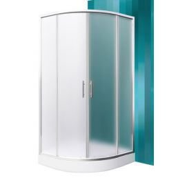 Valge dušinurk 'Houston Neo', mõõtmed 800x800 mm, kõrgus 1900 mm, raadius 550 mm, läbipaistev/matt klaas.