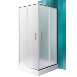 Valge dušikabiin Orlando Neo, 900x900 mm, kõrgus 1900 mm, selge ja matt klaas, kaheukseline.