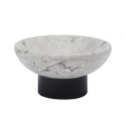 Round Nero marble bowl with gray veining on a black base.