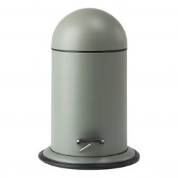 3 litran metsänvihreä poljinroskakori, jossa on pyöreä muoto ja hopeanvärinen kahva.