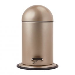 Ona-pedaalinen roskakori, 3L, hunajanvärinen, sileä metallipinta ja pyöreä muoto.