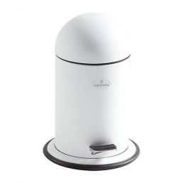 Valkoinen Ona-pedaalillinen roskakori, 3 litran tilavuus, kaareva kansi ja musta poljin.