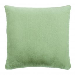 Light green square pillow with a smooth surface, measuring 60x60 cm.