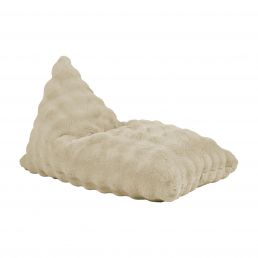 Beež kott-tool, kolmnurkse seljatoega ja pehmete, sooniliste lainetega. Ligikaudsed mõõdud 100x70x15/70 cm.