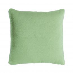 Light green, square pillow sized 45x45 cm with a smooth fabric surface.