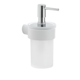 Vedelseebi dosaator Pirenei koos hoidjaga, valge metallist pump.