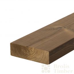 42 x 140 mm mõõtmetega termotöödeldud pruss, tumepruuni tooniga ja nähtava puusüü mustriga.