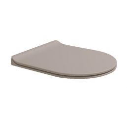 Kiilukujuline, savikarva WC-istmekate, mis on varustatud Quick Release ja Soft Close funktsioonidega.